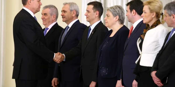 Liviu Dragnea Călin Popescu Tăriceanu Sorin Grindeau Sevil Shhaideh Klaus Iohannis - depunere jurământ - 23 feb 2017 / FOTO David Muntean