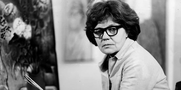 Valentina Rusu Ciobanu în atelier, Chișinău, 1974 jpg