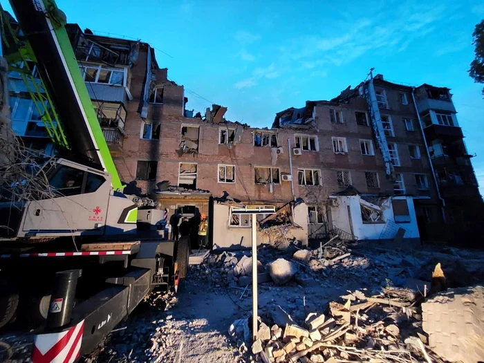 Clădire din Mîkolaiv bombardată de armata rusă FOTO Twitter