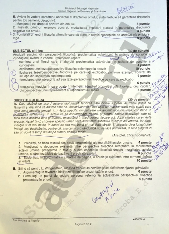 Subiectele la Filosofie - Bac 2014