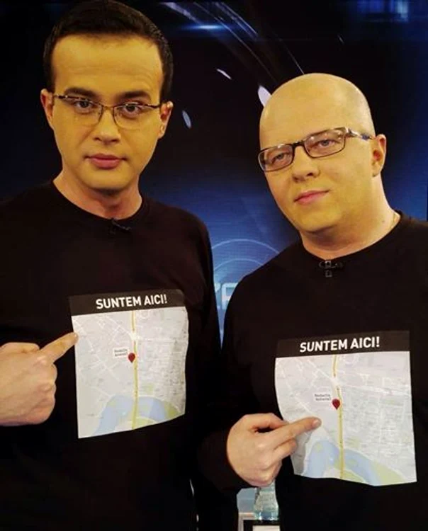 Mihai Gâdea, Adrian Ursu şi localizarea sediului Antena 3 pe tricouri
