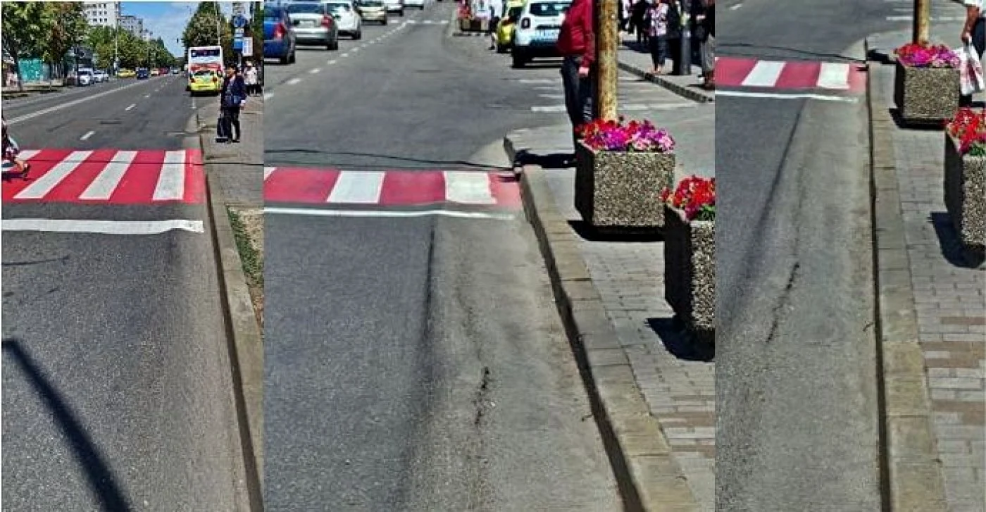 Treceri de pietoni vopsite peste denivelările din asfalt FOTO bacau.net