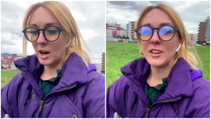 O americancă a avut parte de o surpriză într-o piață din România / FOTO: colaj video TikTok