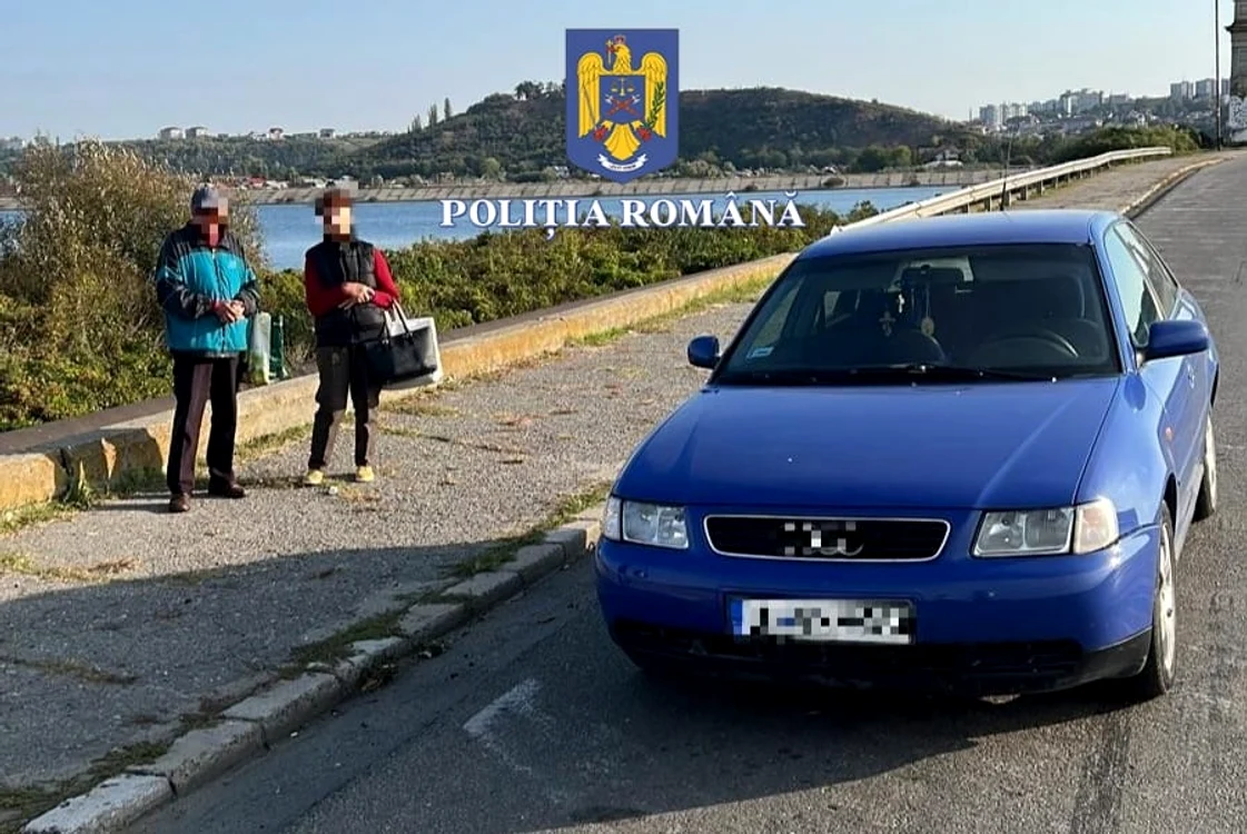Șoferul oprit pentru control a sărit în râul Olt FOTO: IPJ Olt
