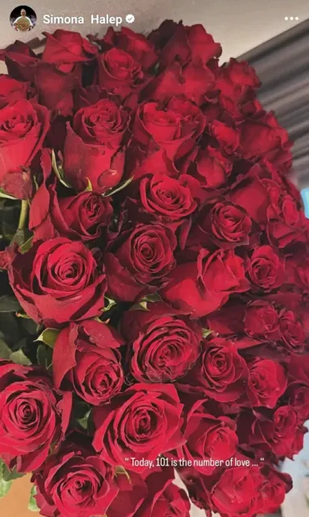 101 tradafiri pentru Simona Halep Foto/Instagram Story