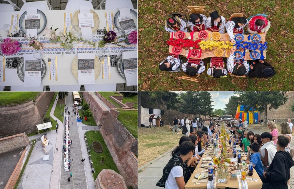 Alba Iulia doboară un record mondial Guinness: 10.000 de oameni la Masa care Unește de 2,7 km din materiale reciclate
