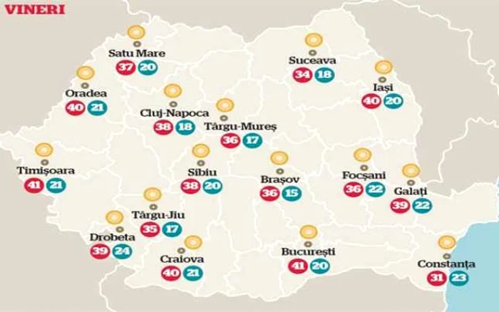 Temperaturile în weekend 