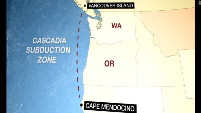 Cascadia se întinde pe o distanță de peste 1.126 de kilometri, iar în anul 1700 aceasta a produs cel mai mare cutremur din istoria Statelor Unite.Foto CNN