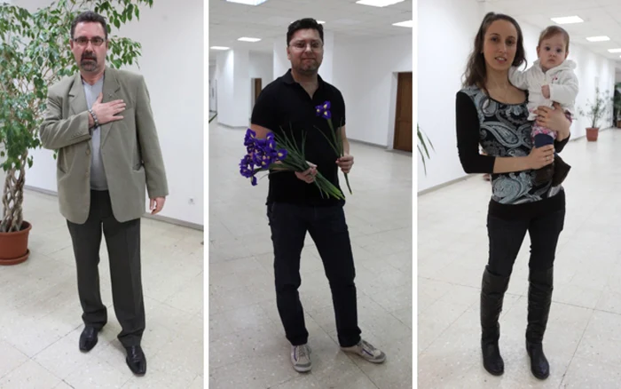 Călin Mihai Teodor (stânga), de 45 de ani, este beneficiar al unui transplant de inimă, Daniel Dimulescu (mijloc), de 34 de ani, a primit un plămân nou, iar Elena Vlad (dreapta), de 28 de ani, a primit un rinichi de la mama sa. FOTO Sever Gheorghe