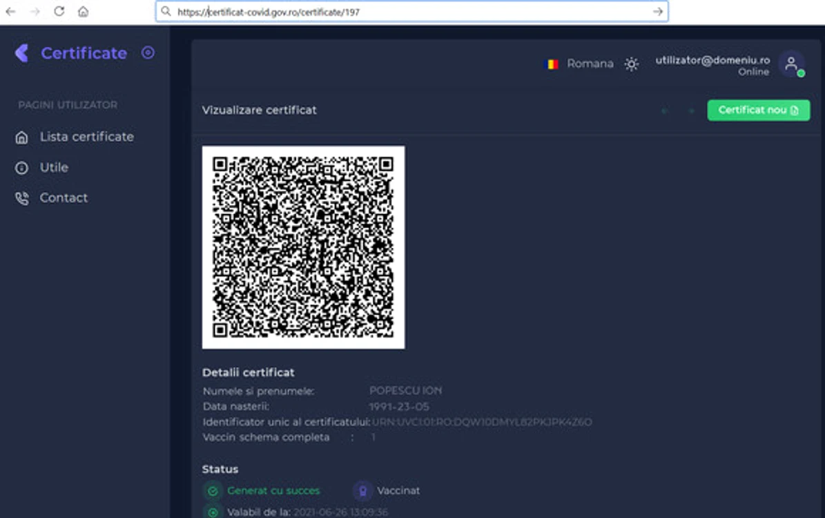 Vei obține un cod QR
