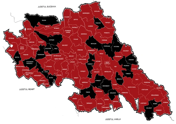 Comunele însemnate cu negru au fost "cucerite" de PSD INFOGRAFIE cityzen.ro