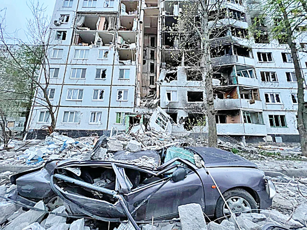 Blocuri şi cartiere întregi au fost distruse de bombele ruşilor