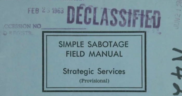 Manualul Acțiunilor Simple de Sabotaj, ghid redactat de un agent de informații american în 1944