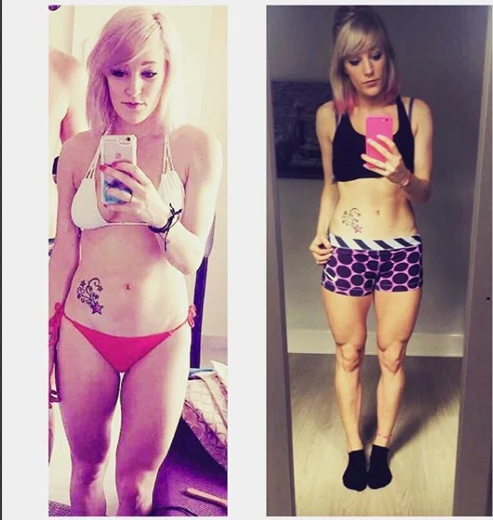 Patinatoarea Elise Christie, în stânga înainte de cantonamentul pentru Olimpiadă, iar în dreapta la finalul lui. Voi când o preferaţi?