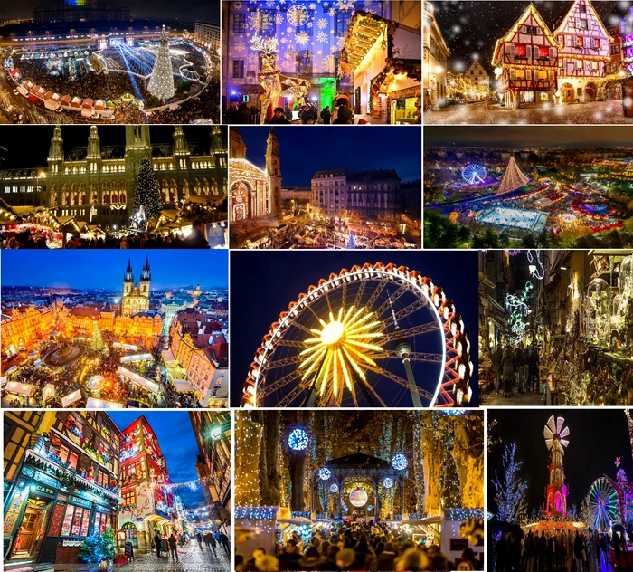 Colaj imagini cu târguri de Crăciun din Europa