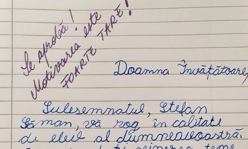 Scrisoarea pe care Ștefan a trimis o marți învățătoarei lui jpeg