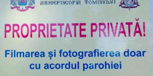 Biserica proprietate privată - afiş la Medgidia Sursa foto Cristian Ciobanuc Alpha Media