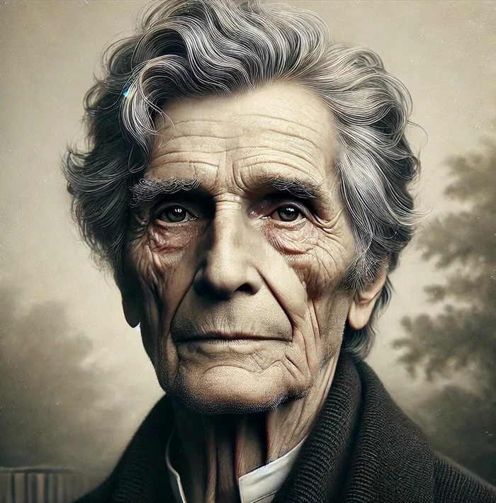 Mihai Eminescu bătrân, imagine generată de inteligența artificială jpg png