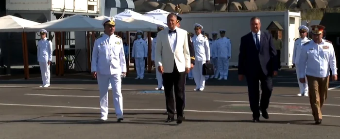 Preşedintele Klaus Iohannis a participat la ceremonia organizată la Contanţa, de Ziua Marinei. FOTO: Captură