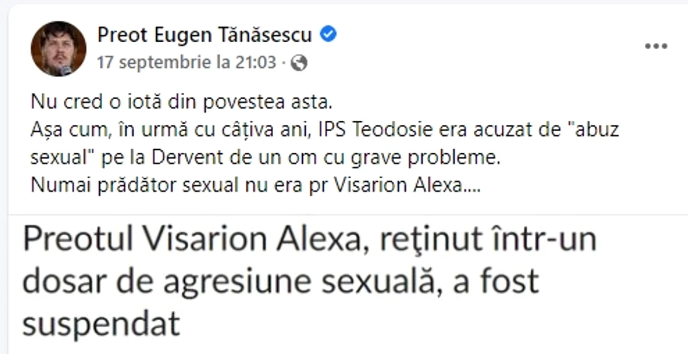 Postarea lui Eugen Tănăsescu pe pagina de Facebook FOTO captură FB