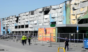 Un incendiu pus de Polonia pe seama sabotajului a distrus un centru comercial din Varșovia FOTO Profimedia jpg