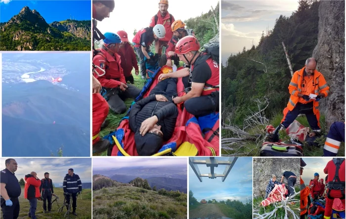 Operaţiune de salvare a unui turist pe Masivul Cozia în Vâlcea Foto colaj