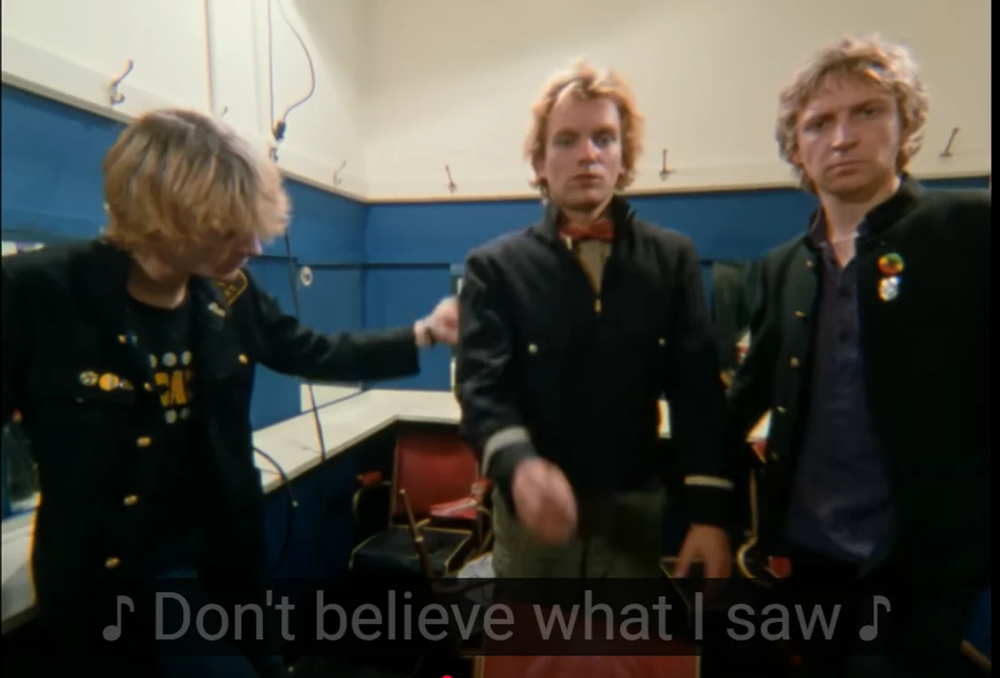 The Police. Captura video Youtube Message In A Bottle