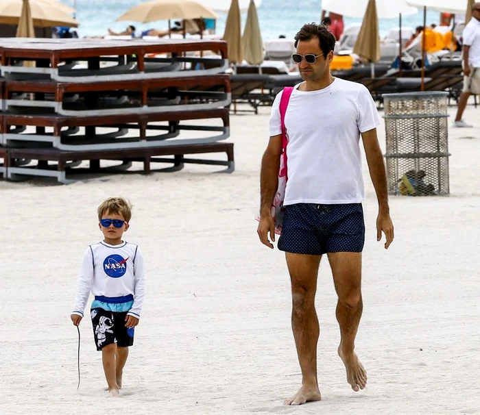 Roger Federer enjoys a beach day in Miami with his son jpeg