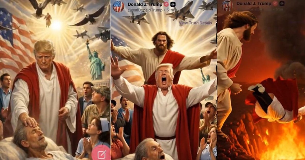 Iranul îl ironizează pe Trump cu un videoclip AI controversat: liderul american, aruncat în Iad de Iisus