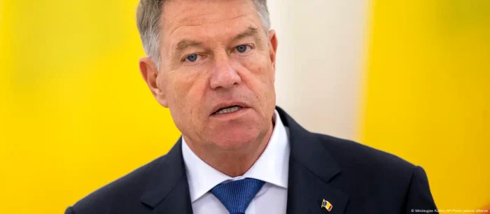 Klaus Iohannis în momentul în care şi-a anunţat demisia de la conducerea statului