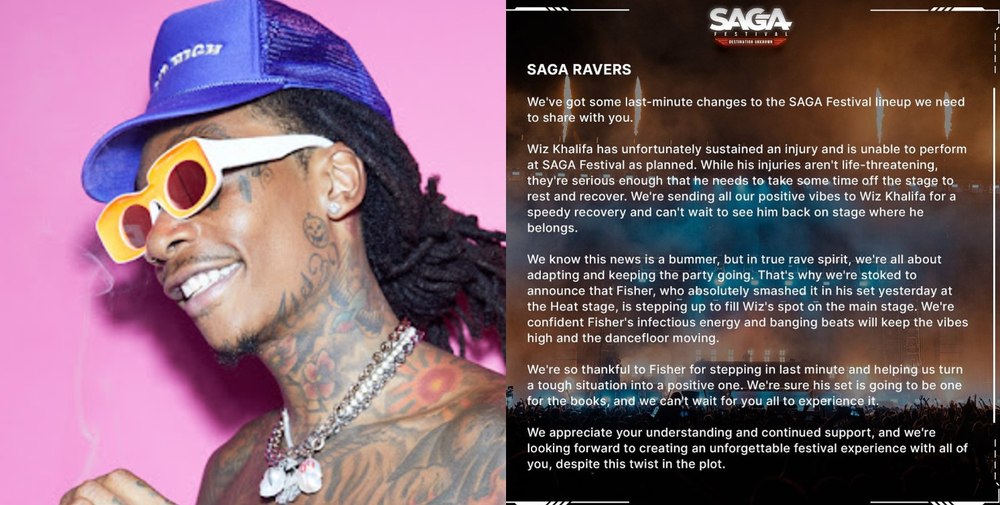 Wiz Khalifa anulează show-ul din România de la SAGA Festival, din cauza unei probleme de sănătate. Ce a pățit artistul VIDEO
