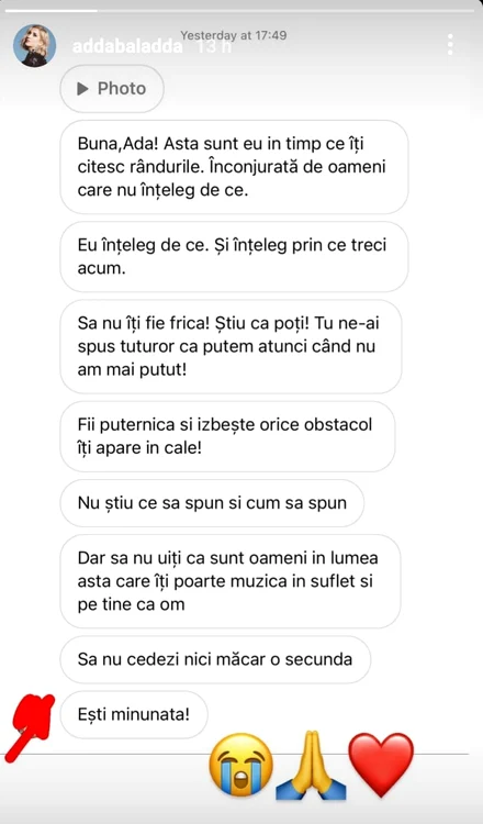 Mesajul primit de Adda