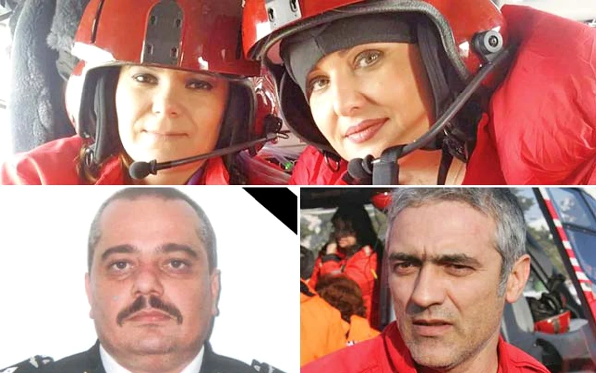 Medicul Laura Vizireanu (39 de ani), asistenta Gabriela Camelia Harton (38 ani), copilotul Ginel Claudiu Crăcănel (42 ani) şi pilotul Petru Cătuneanu (47 de ani) 
