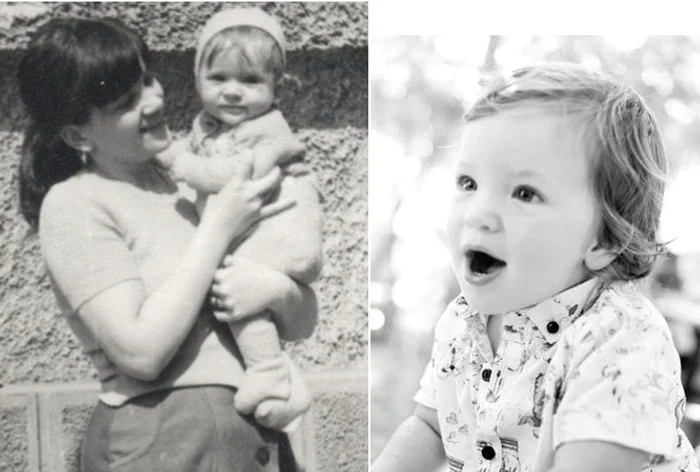 În stânga: Florin Grozea la un an (1980), cu mama lui. În dreapta: Sasha