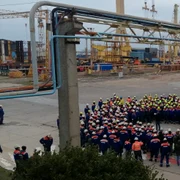 Protest la Șantierul Naval Mangalia FOTO BNS