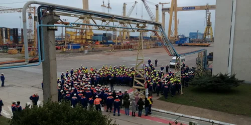 Protest la Șantierul Naval Mangalia FOTO BNS