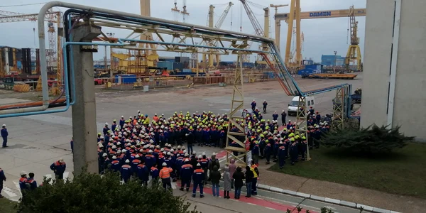 Protest la Șantierul Naval Mangalia FOTO BNS