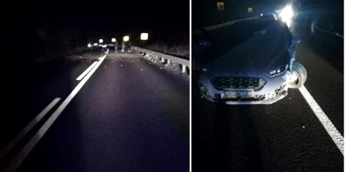 Trafic paralizat pe Valea Oltului în Vâlcea din cauza căderilor de pietre de pe stânci - autoturism avariat Foto Adevărul