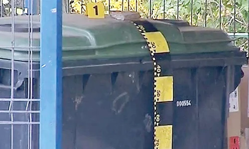 Criminaliştii au sigilat tomberonul în care a fost făcută descoperirea morbidă jpeg
