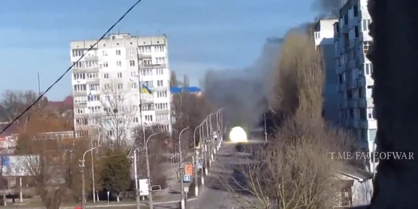 un taanc trage în tro cladire din ucraina foto captura video