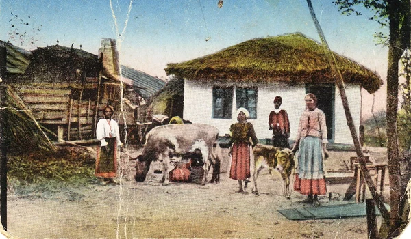 Casă la țară. Carte poștală de la începutul secolului XX (© iMAGO Romaniae)