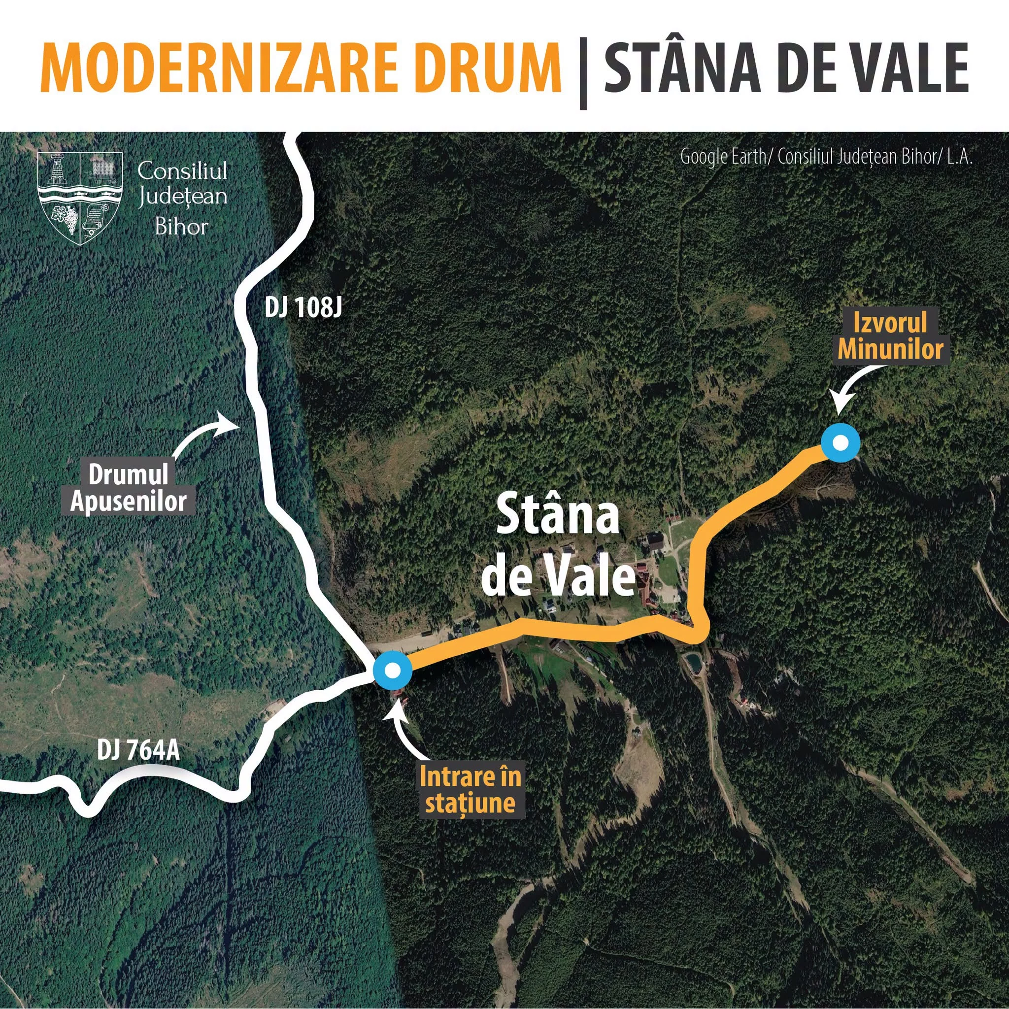 A început modernizarea drumului din Stâna de Vale până la Izvorul Minunilor. Tehnologia folosită în premieră pe un drum județean din Bihor