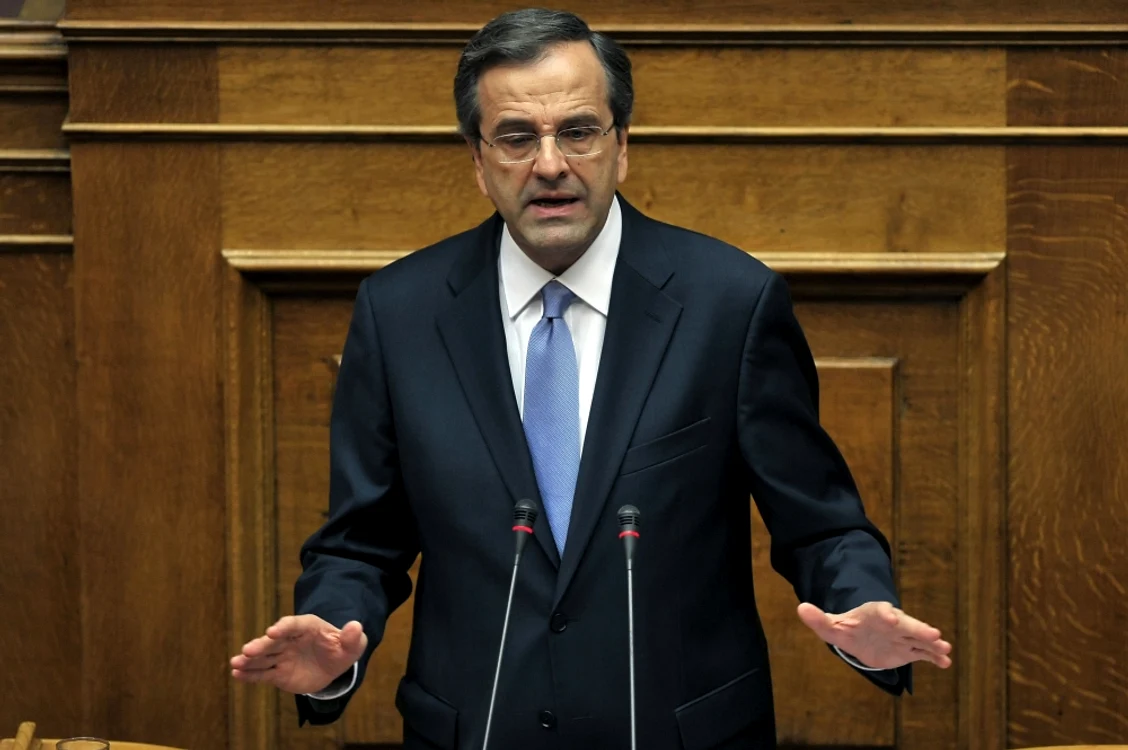 Premierul grec, Antonis Samaras, a reuşit să convingă liderii politici de la Atena să adopte noi măsuri de austeritate   FOTO: Mediafax