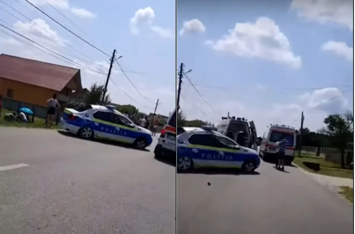 Maşină de poliţie din Berbeşti - Vâlcea aflată în misiune implicată într-un accident rutier pe DN 67 - doi poliţişti răniţi Foto colaj