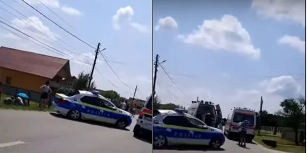 Maşină de poliţie din Berbeşti - Vâlcea aflată în misiune implicată într-un accident rutier pe DN 67 - doi poliţişti răniţi Foto colaj