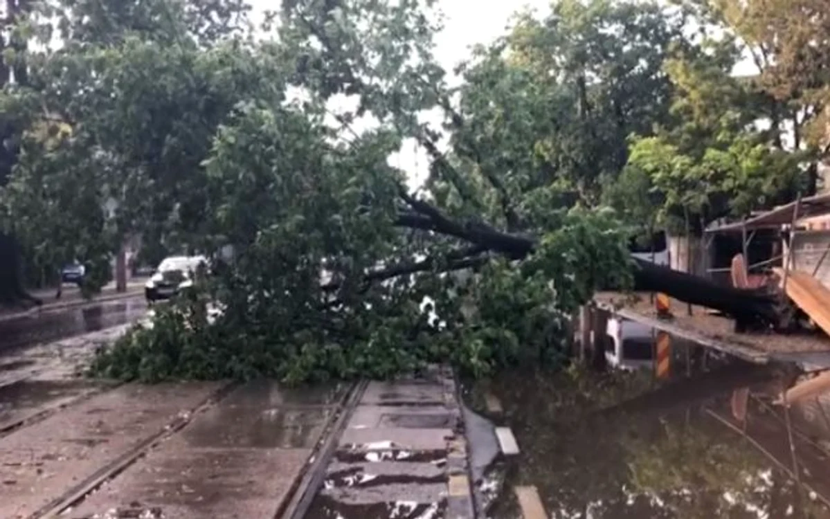 Apa s-a acumulat în cantități semnificative pe unele străzi din Capitală Foto: Captură Video