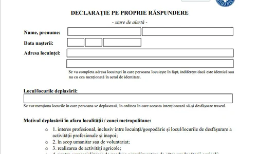 Noua declarație pe proprie răspundere va fi obligatorie doar dacă ieși din oraș  jpeg
