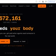 Platforma RentAHuman, un proiect care permite ca agenți de inteligență artificială să angajeze oameni pentru diverse sarcini din lumea reală FOTO: captură foto site