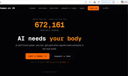 Platforma RentAHuman, un proiect care permite ca agenți de inteligență artificială să angajeze oameni pentru diverse sarcini din lumea reală FOTO: captură foto site