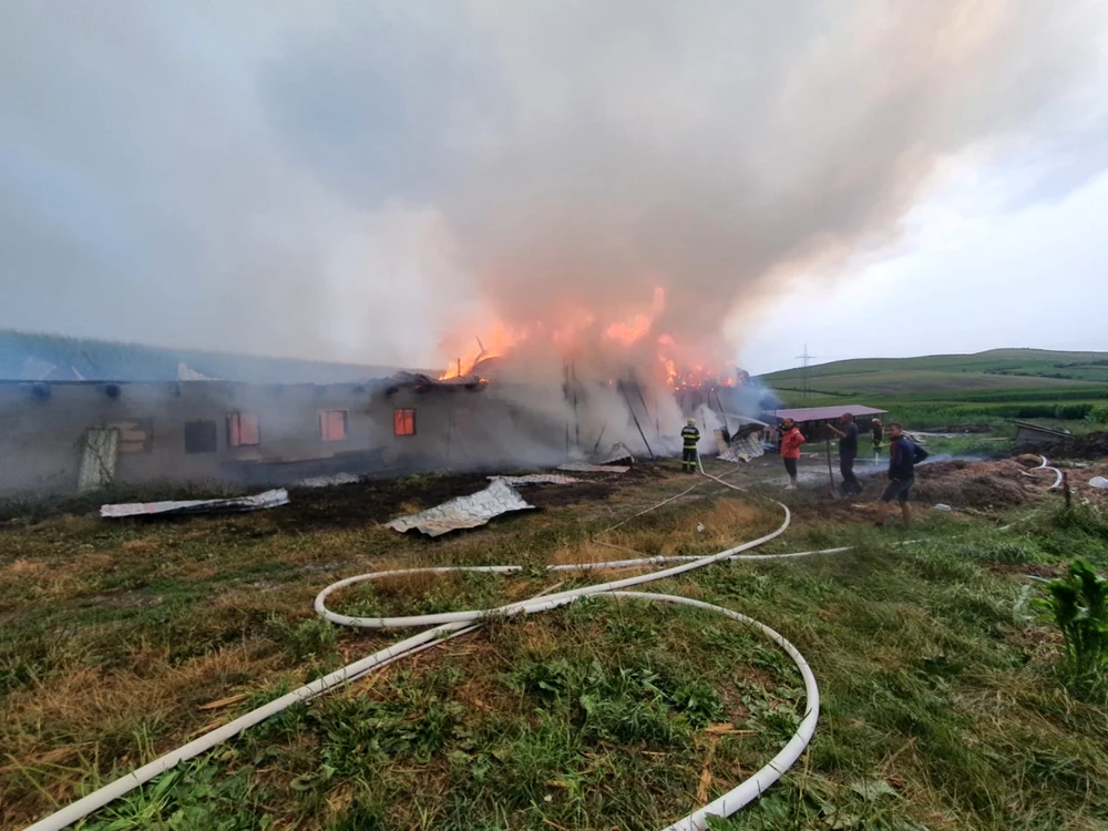 Focul a distrus un grajd al mănăstirii. Foto: ISU Alba